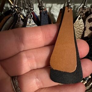 Elegant Black and Brown Leather Earrings